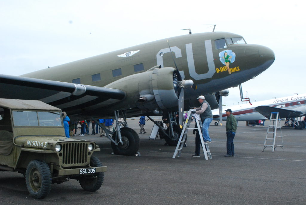 Jeep in front of C-53 N45366 D-Day Doll at Prestwick May 25th 2019, D-Day Squadron.
