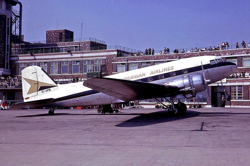 Ken Fielding photo of WI-APB Douglas DC-3 Hibernian Airlines at Speke 31/5/1966