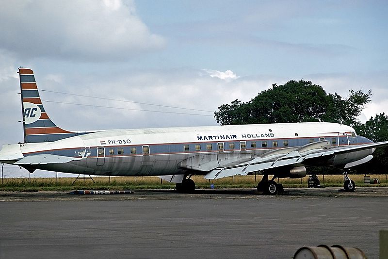 Douglas DC-7C parked at the Stansted fire dump PH-DSO 1974