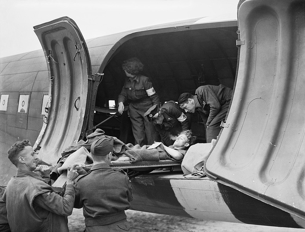 Casualties being loaded on board 46 Group Dakota