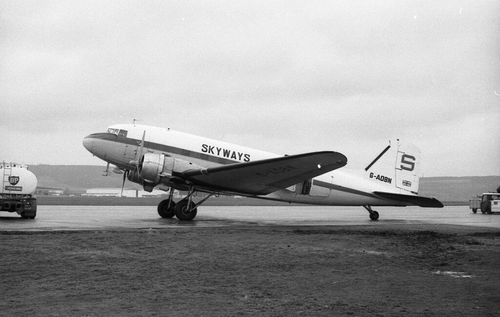 G-AOBN Skyways Dakota Dyce 1977