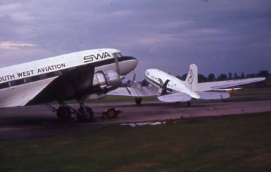 G-AMYJ G-APBC Dakotas Exeter Airport 1970 South West Aviation