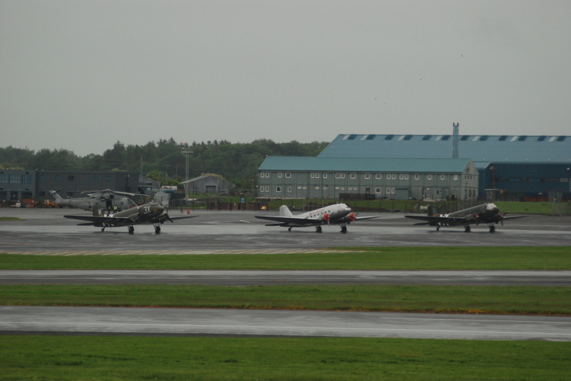 Prestwick D-day Squadron May 2024 Western Airlines DC-3, Placid Lassie C-47 That's All Brother C-47