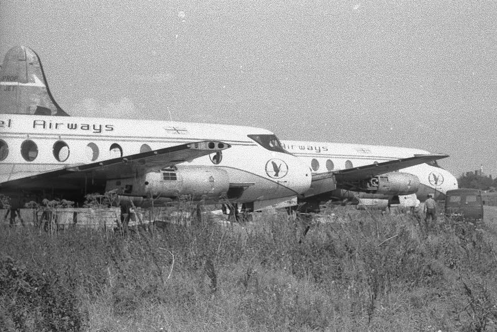 ex-Continental Channel Airways Golden Jet Prop Viscounts at Southend August 1972