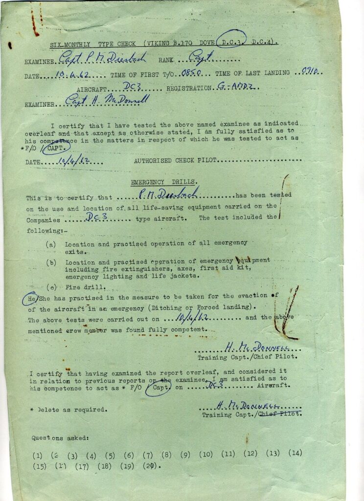 Personnel appraisals of crew of Channel Dakota G-AGZB