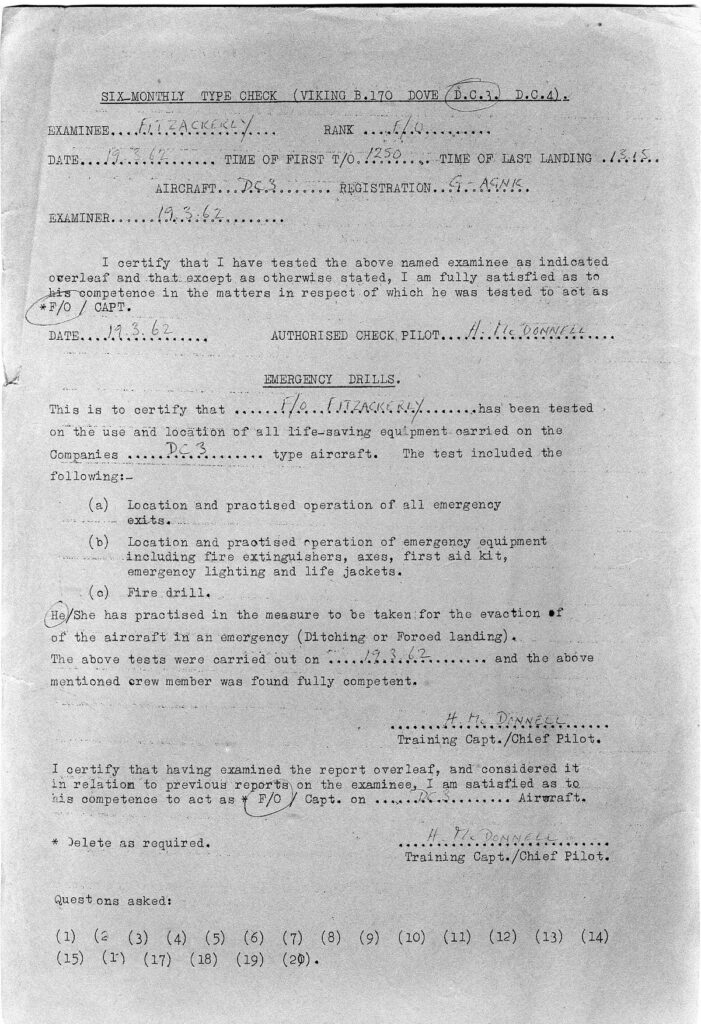 Personnel appraisals of crew of Channel Dakota G-AGZB