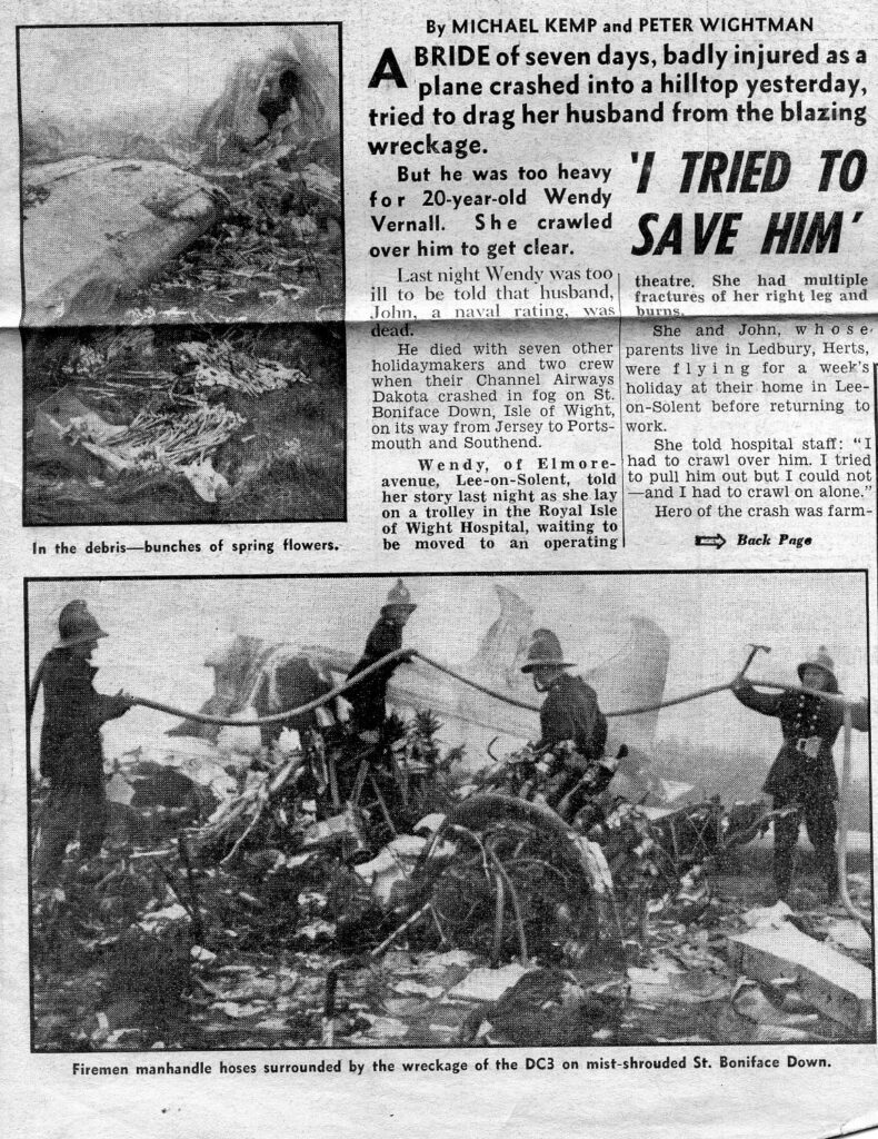 Ted Price Channel Airways DC-3 C-47 Dakota crash Ventnor 6th May 1962
