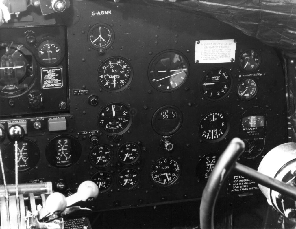 Channel Airways Dakota instrument panel G-AGNK supplied to Ministry of Aviation enquiry into St Boniface Down air crash G-AGZB