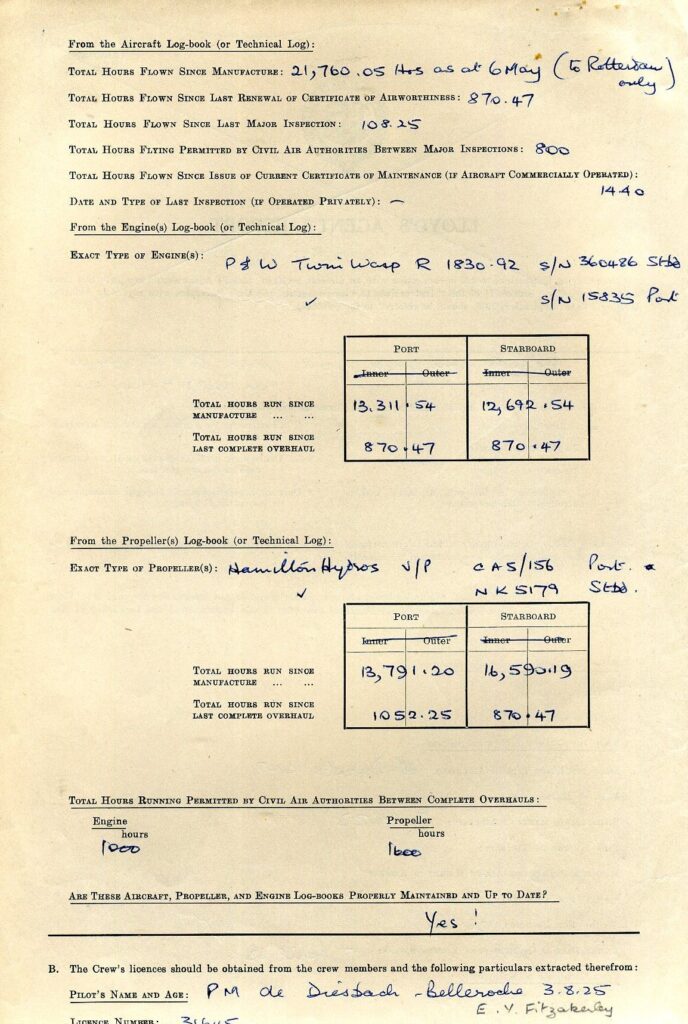 Document evidence provided for investigation into crash of Channel Airways Dakota G-AGZB May 1962